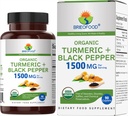 Brieofood biologico curcuma con pepe nero 1500mg, 45 Serve, Vegetariano, Gluten Free, 90 compresse vegetariane
