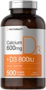 Horbäach Calcium Supplemento con vitamina D3 | 600 mg | 500 Caplets ricoperti | per le donne e gli uomini | Non OGM & Gluten Free