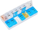 Pill Organizer 7 giorni, Pill Box 2 volte al giorno PM Pill Case, settimanale Pill Container Portable Travel Medicine Box per Vitamine e Integratori (Blue-White)