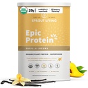 Sprout Living Epic Protein, Plant Based Protein & Superfoods Powder, Vanilla Lucuma Powder | 20 Grams Organic Protein Powder, Vegan, Non Dairy, Non OGM, Gluten Free, Low Sugar (2 Pound, 24 Servings)