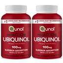 Qunol Mega Ubiquinol Coq10 100mg, Assorbimento Superiore, Acqua brevettata e Fat Soluble Formula di Coenzyme Q10, Antiossidante per la salute del cuore, 60 Softgels, Confezione da 2