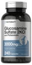 Horbäach Glucosamine Sulfate 2KCI con Potassium | 3000mg | 240 capsule | Non OGM e Gluten Supplemento gratuito