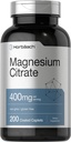 Horbäach Magnesium Citrate | 400mg | 200 Caplets | Vegetariano, Non OGM e Gluten