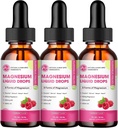 (3 Confezione) Magnesio Gocce Liquide - 8 in 1 Magnesio Supplemento Complesso con Magnesio Glycinate, Citrato, Malato, Taurate, per Cervello, Notte, Muscolo, Bone, Cramps, Raspberry Flavor