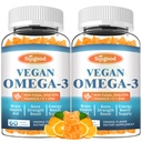 2 Pack Omega-3 Gummies Potente Algae Omega Source, Boost cervello, occhio e funzione immunitaria, con DHA e EPA Vegan & Sugar Free, Arancione Flavor, 120 Conte