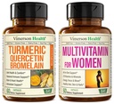 Quercetina con Bromelain & Curcumina Turmerica & Multivitamina completa per le donne