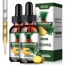 (2 Pack) Magnesio Glycinate Supplemento, Liquid Magnesium Glycinate Liquid Drops 500mg-Support Stress Relief, Relax, Mood, Sleep, Bone & Muscle-4 Fl Oz, Vegan, Ananas Flavor