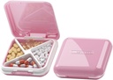 DUBSTAR Piccolo caso di pillole, scatola di pedaggio carino - Organizzatore di pedaggio giornaliero di viaggio, contenitore di pedana abbastanza portatile per tasca di borsa, supporto di medicina compatto per vitamine, oli di pesce, integratori (Pink)