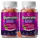 Quercetin Gummies - Quercetin con Bromelain, Vitamina C, Zinc & Elderberry, Booster del sistema immunitario ad alta resistenza, Integratore di supporto polmonare per adulti Bambini - 60 Gummie di Quercetina (2 Confezione)