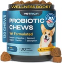 Probiotici per cani - Cuscinetti probiotici per la salute digestiva e di fegato, dentale, supporto del sistema immunitario - Trucchi prebiotici masticabili - Yam selvatico, polvere di lievito - Diarrea e Bowel Support Supplemento
