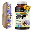 BIO KRAUTER Chicory Fiber Supplemento - 1200 mg di resistenza - 250 contatore - polvere di radice di chicory - capsule di inulina per il supporto digestivo - Vegan