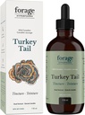 Forage Hyperfoods- Original Canadian Wild Turkey Tail Mushroom Superfood Liquid Supplement Tincture, Vegan, Non OGM, Immune System e Gut Health Support, 118ML