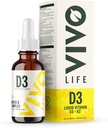 Vivo Vita - Vitamina D3 K2, 50ml Gocce Complesso Liquido, 2000iu di D3, Vegan Salute Supplemento per Uomini e Donne, 100 Serve