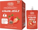 Konjac Jelly Pouch aroma di fragola potabile, 7 calorie, senza glutine, zucchero zero, Keto, peptidi di collagene e vitamina C, snack di frutta sani bassi, regali di vacanza, 10 pacchetti