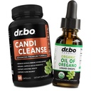 Gocce di olio di Candi Cleanse & Oregano - Pulitore complesso probiotico ad alta resistenza &amp; Liquido organico - Capsule naturali di acido caprilico orali & olio di origano Gocce di tintura