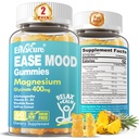 Zucchero Gratuito Magnesio Glycinate Gummies 400mg con Ashwagandha, B1, B3, Rhodiola Rosea & Saffron per il riposo di supporto, Mood & Calm Magnesium Gummies per adulti, Chewable Magnesium Supplement, Vegan, 120Ct
