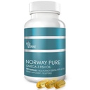 Norvegia Pure Omega-3 Fish Oil Softgels 2.400mg (90ct) - 4X Concentrated EPA & DHA, Triple Distilled, Burpless, Wild Caught, Skin & Hair, Joints, Heart Health