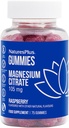 NaturesPlus Gummies Citrato di Magnesio - 75 Gummies, lampone - aiuta a calmare la mente e il corpo, supporta la densità di ossa - vegetariano, senza glutine, non OGM - 25 Serve