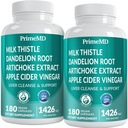 Detox e riparazione del fegato 32-in-1 con cardo del latte, Silymarin, Estratto di carciofo, Polvere di barbabietola - Supplemento della vescica con Formula di salute attiva del fegato - 1426mg (180ct, Confezione di 2)