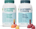 SmartyPants Prenatal e Men's Multivitamin Gummies Bundle: Omega 3 Fish Oil (EPA/DHA), Biotin, Methylfolate, Vitamina D3, C, Vitamina B12, B6, A, K & Zinc per il supporto immunitario (30 giorni di alimentazione)