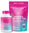 Fertilità di cicogna rosa Bundle per le donne – tè di concezione + supporto di vitamina prenatale con Inositol, Vitex, Folate & Ashwagandha – Supporta l'equilibrio dell'ormone, la salute del ciclo & Preconception Wellness