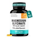 Sandhu's Magnesium Glycinate 400mg Capsule con Quercetin | Quality Sleep, Relax, Muscle Health & Immune Support | 120 Count (Pack of 1)