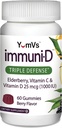 Gummie ImmuniD Elderberry di YumVs | Vitamine Triple Defense con Sambucus Elderberry, Vitamina C & Vitamina D | Supporto completo del sistema immunitario per le donne e gli uomini | Natural Berry Flavor-60 Count