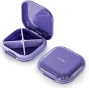 Piccolo caso di pillole, scatola di viaggio, organizzatore di pillole portatile, contenitore di pillole per tasca 4 scomparti, titolare quotidiano di medicina di viaggio compatta per il farmaco di vitamine (Purple)