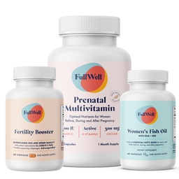 FullWell Fertility Trio | Prenatal Vitamin Lemon + DHA & Fertility Booster | Choline, Folate, Omega 3, Coq10, NAC, 26+ Nutrienti vitali | Dietitian-formulated, Non-GMO, 3rd Party Tested, 30 Serve