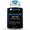 Alpha Lipoic Acid Plus Acetyl L-Carnitina Antiossidante Supplemento ALA ALC per la funzione sana del cervello e la resistenza del muscolo, messa a fuoco, memoria e funzione cognitiva per le donne e gli uomini - 60 capsule di Neonutrix
