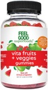 FeelGood Superfoods Vita Frutta e verdura Integratori, Frutta Multivitamina e Ortaggi Gummie, 25 Frutta e Verdura, Anguria e Sapori di Mele, Vegan, Non OGM, 60 Conte