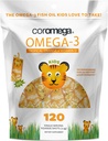 Coromega bambini Omega 3 Fish Oil Supplemento, 650mg di Omega-3, Tropical Orange + Vitamina D, 120 Single Serve Squeeze Packets