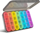 Organizzatore di pillole settimanali di Greencycle, 7 giorno / 4 volte un giorno grandi casi di pillole Moisture-Proof Pill Box AM PM medico organizzatore per mantenere le vitamine Fish Oil Compartments Supplements (Rainbow)