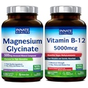 Innate Vitality Magnesium Glycinate & Vitamina B12 Bundle, No Gluten & Vegan, Magnesio (120 caps) & Vitamina B12 (90 schede di dissolve veloci), Valore Pack, Bundle & Save