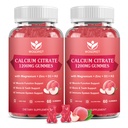Citrato di calcio 1200mg Gummies con vitamina D3, K2 - Zinco di Magnesio di calcio masticabile d3 supplemento con l'estratto di moss di mare per ossa, denti, supporto immunitario per le donne e gli uomini, Peach Flavor-60 Gummies(2Pack)