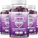 NEW AGE Immune System Support Gummies - Sambucus Black Elderberry Gummies con vitamina C e zinco (Supporto immunitario 180 Gummies)