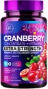 Supplemento di mirtillo 25.000mg Formula + Vitamina C – Supporto per la salute del tratto urinario per le donne e gli uomini, 50:1 pillole di estratto di mirtillo di frutta intera per le donne, senza zucchero, non OGM, senza glutine - 120 capsule