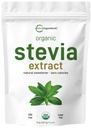 Polvere di Stevia organica pura, 8 once, 1418 Serving, High Grade Stevia Green Leaf Extract Reb-A, Aftertaste Bitter ridotto, 0 Calorie, Dolore naturale, alternativa allo zucchero, Keto Friendly