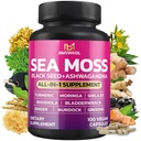 BMVINVOL Sea Moss Black Seed Shilajit Ashwagandha + Bladderwrack, Ginger, Moringa, Turmeric, Burdock, Ginseng, Rhodiola Rosea - 100 capsule
