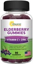 aSquared Nutrition Sambucus Elderberry Gummies with Zinc and Vitamin C - Chewable Gummy Supplement Alternative to Capsule Pills - Black Elderberries w/VIT C for Adults Immune Support - 90 Gummies