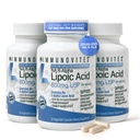 IMMUNOVITES 3-Pack Stabilized R-Alpha Lipoic Acid ((True))) 600mg per Serving [[High Potency & up 40x Aumento dell'assorbimento]] (Na R-ALA) (Na R-LA) (Na R-Lipoate) (3 Bottiglie)