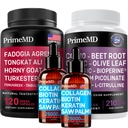 Liquid Collagen Biotin (2pk), Fadogia Tongkat Ali (1pk), e Ossido Nitrico (1pk) Supplemento Bundle - Potenti vitamine per capelli, pelle, unghie, cuore, energia, & supporto testosterone - Non-GMO, Vegan