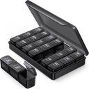 PULIV Pill Organizer 3 volte al giorno in colore nero per la protezione della privacy, Portable Weekly Pill Box 7 giorni per il viaggio, Large Light-Proof Pill Case per vitamine, farmaci, integratori e oli di pesce