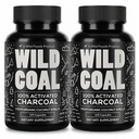 Alimenti selvatici attivato capsule di carbone | 100% Organic Coconut Shells compresse attive per Bloating Relief | Lab Tested & Non-OGM Detox Pills | USA (due bottiglie - 120 capsule)