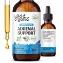 Tintura di sostegno surrenale selvatico e organico per Outlook positivo - Complesso surrenale con Ashwagandha, Radice di Rhodiola Rosea - Alimentazione 1-Month - Vegan, No Sugar & Alcohol - 2 fl oz