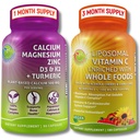 Integratore di sostegno Bone & Immune a base vegetale Bundle – Vitamina Liposomica C 1500mg con Acerola Organica & Camu + Zinco di Magnesio di Calcio con Vitamina D3, K2 & Turmeric – Vegan, Non OGM