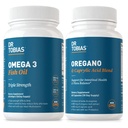 Dr. Tobias Omega 3 Fish Oil and Oregano & Caprylic Acid Integratori, Supporta Cuore, Cervello, Immune con Gut Flora Balance Complex & Salute Intestinale per Donne & Uomini