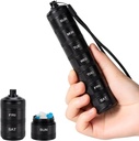 Portable Metal Weekly Pill Organizer - Scatola impermeabile del pedaggio, Piccolo contenitore compatto della lega di alluminio della settimana di viaggio, supporto dell'organizzatore di medicina quotidiana di 7 giorni per piccole pillole, Nero S