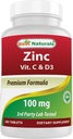 Migliori naturali zinco 100 mg con vitamina C & D3 180 compresse senza glutine e non OGM