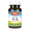 Carlson - Vitamina D3 + K2, 50 mcg (2000 IU) Vitamina D3 & 90 mcg Vitamina K2 come MK7, Bone Support, Assorbimento di calcio, 120 capsule